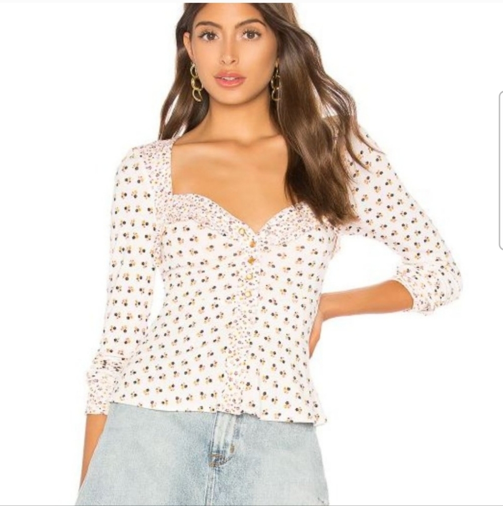 Women's - Free People Kissin Kate Floral Long Sleeve Top, Size Medium